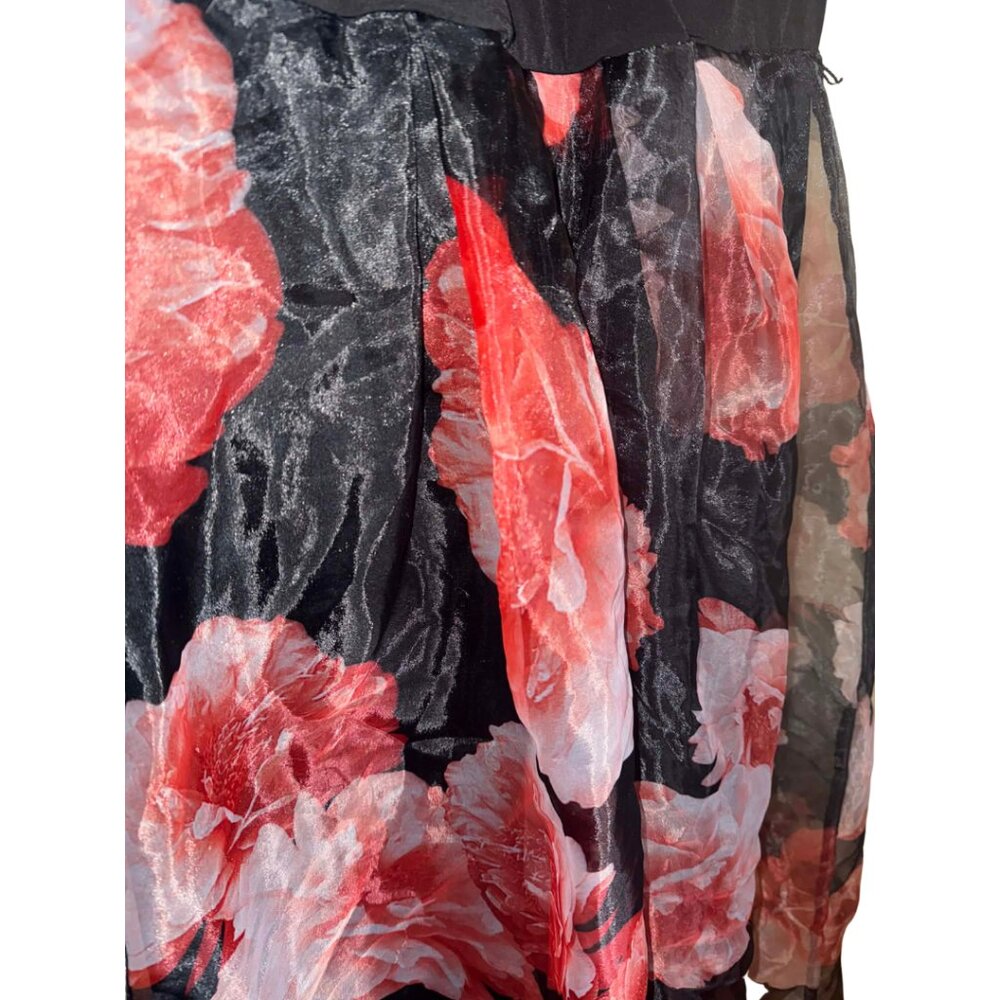 Black Floral Maxi Layered Dress Sz L - Picture 4 of 5